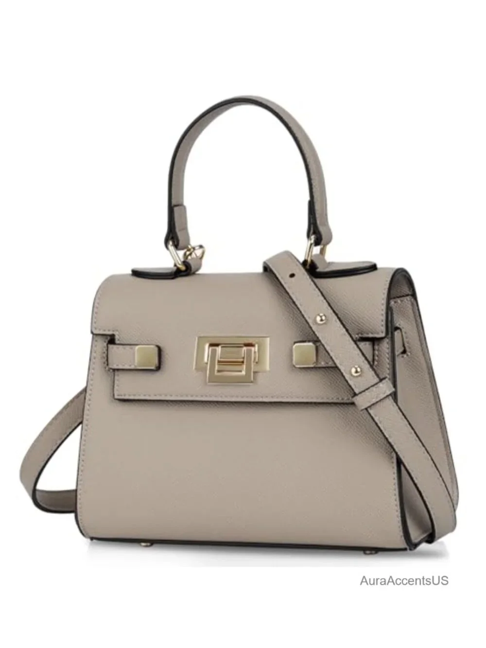 Faux Leather Mini Satchel Bag Top Handle Crossbody Purse with Detachable Strap